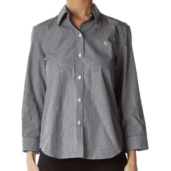 Lauren Ralph Lauren Tops - Lauren Ralph Lauren Blue White Pinstripe Blouse